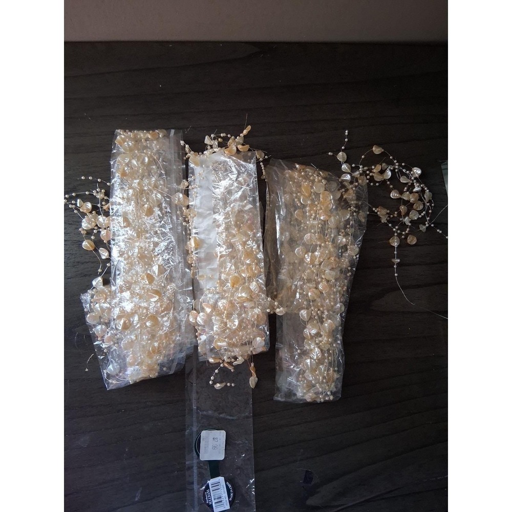 Set of 3 Pearl Bead Garland Strands Wedding Christmas Tree Decor 60"